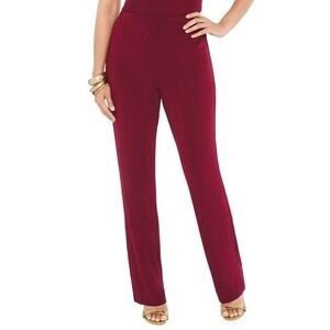 Chicos Travelers No Tummy Pants size 2Pull On 12 Mulberry Red Burgundy NWT